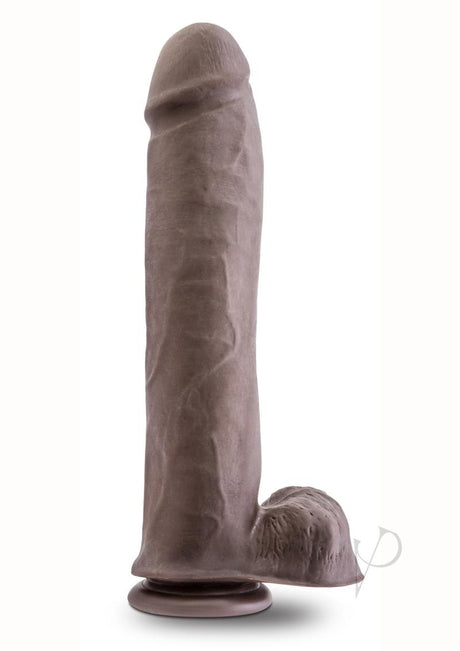 Au Naturel Big John Sensa Feel Dual Density Dildo with Balls 11.5in - Chocolate