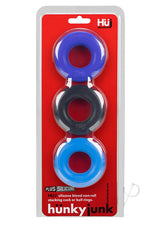 Hunkyjunk HUJ3 Silicone C-Rings (3 Pack) - Blue/Black/Teal