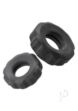 Hunkyjunk COG Silicone Cock Ring (2 Pack) - Black/Gray