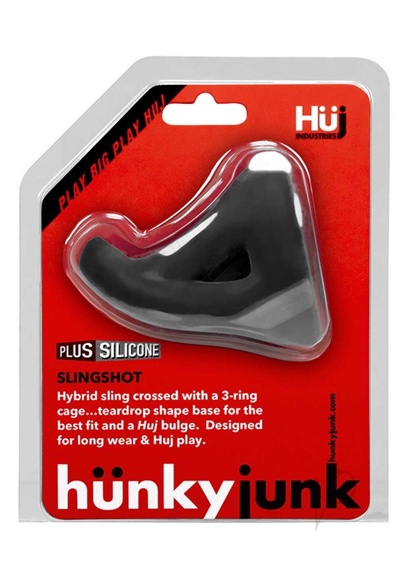 Hunkyjunk Slingshot Silicone 3 Ring Teardrop Cock Ring - Black