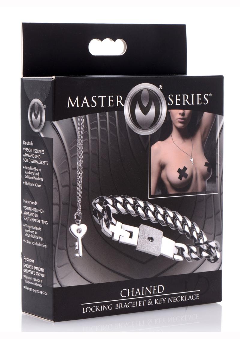 Master Series Chained Locking Bracelet and Key Necklace - Silver