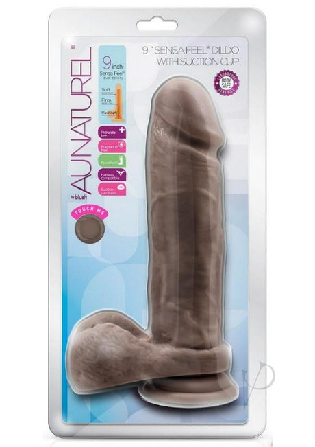 Au Naturel Dildo with Suction Cup 9in - Chocolate