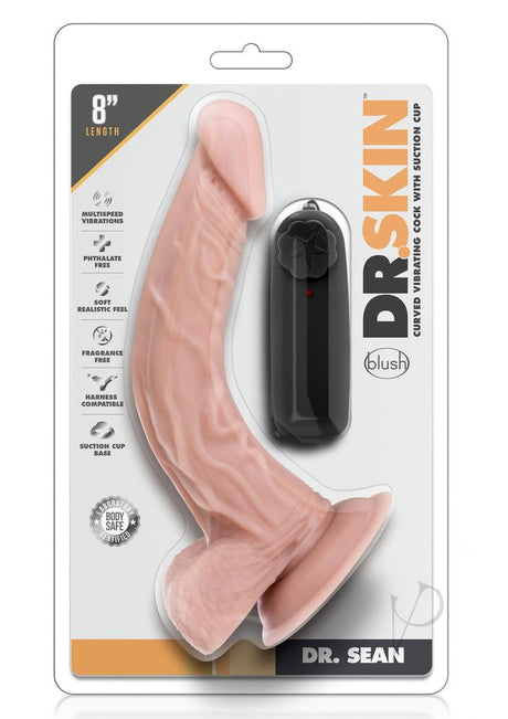 Dr. Skin Silver Collection Dr. Sean Vibrating Dildo with Remote Control 8in - Vanilla