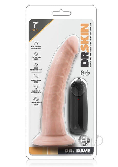 Dr. Skin Silver Collection Dr. Dave Vibrating Dildo with Suction Cup 7in - Vanilla