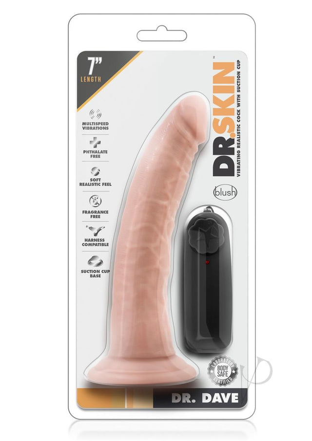 Dr. Skin Silver Collection Dr. Dave Vibrating Dildo with Suction Cup 7in - Vanilla