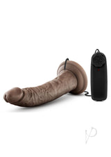 Dr. Skin Silver Collection Dr. Dave Vibrating Dildo with Suction Cup and Wired Remote Control 7in - Chocolate