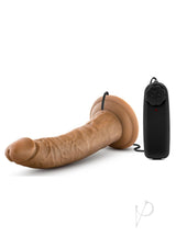 Dr. Skin Silver Collection Dr. Dave Vibrating Dildo with Suction Cup and Wired Remote Control 7in - Caramel