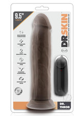 Dr. Skin Silver Collection Dr. Throb Vibrating Dildo with Remote Control 9.5in - Chocolate