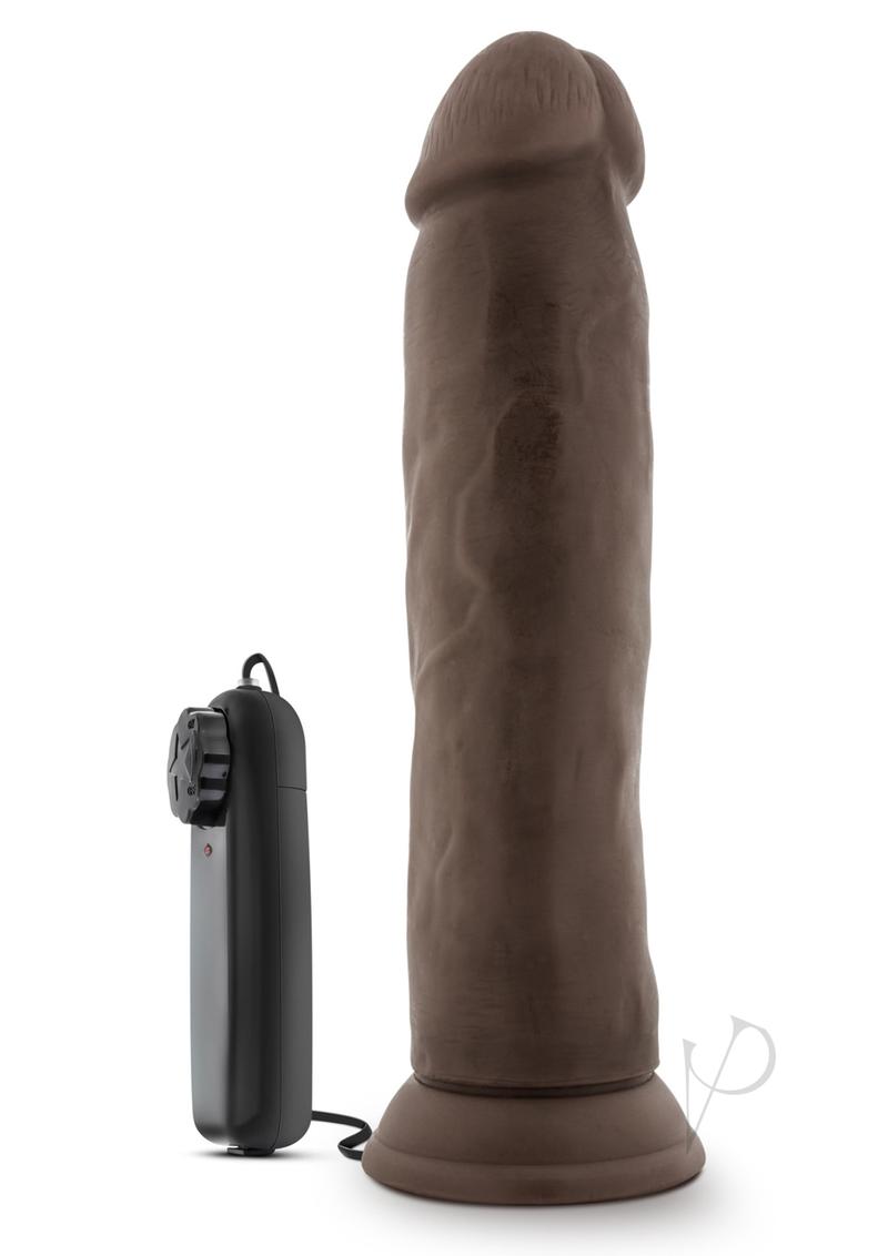 Dr. Skin Silver Collection Dr. Throb Vibrating Dildo with Wired Remote Control 9.5in - Chocolate
