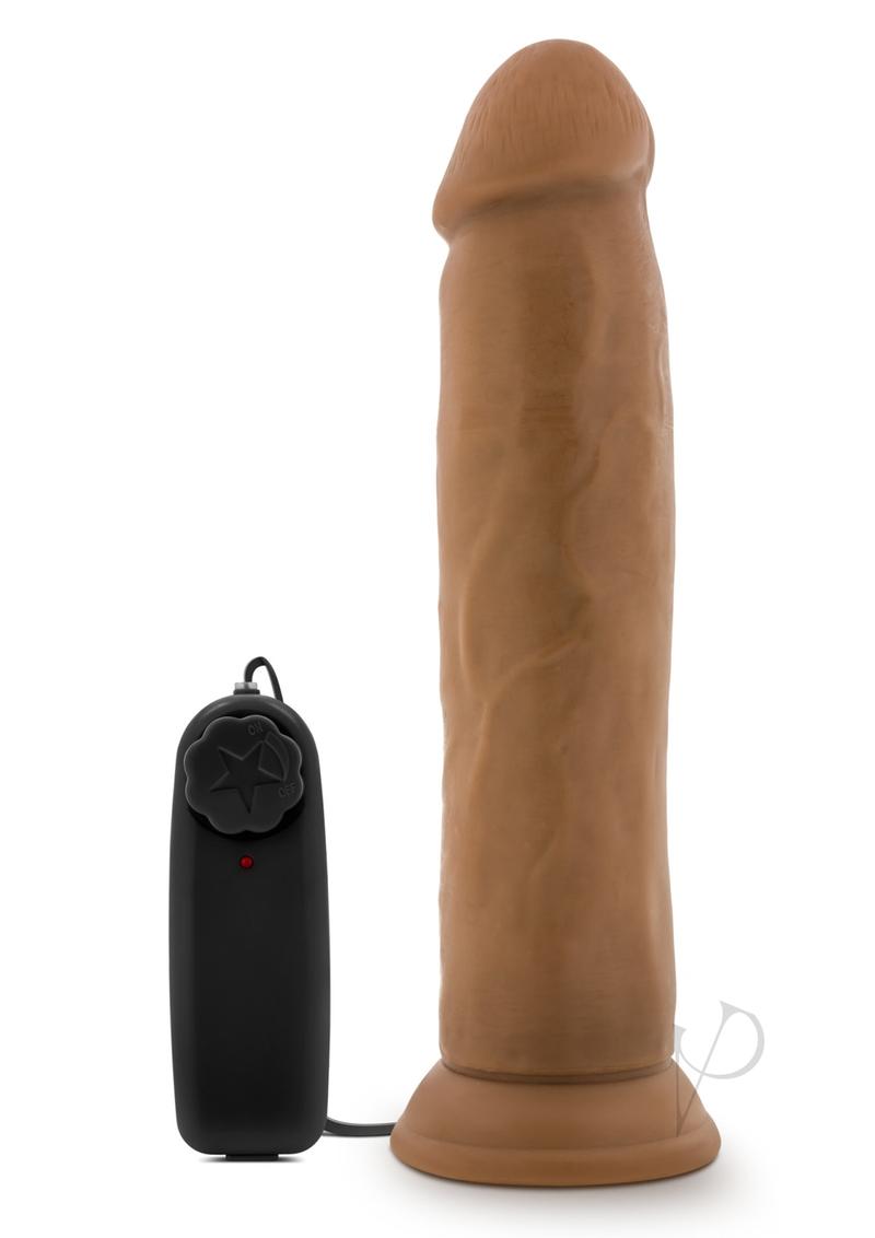 Dr. Skin Silver Collection Dr. Throb Vibrating Dildo with Wired Remote Control 9.5in - Caramel