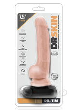 Dr. Skin Silver Collection Dr. Tim Vibrating Dildo with Remote Control 7.5in - Vanilla