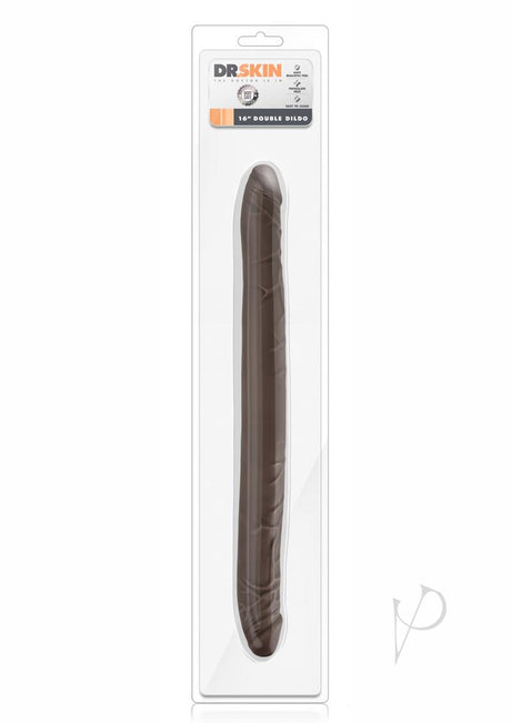 Dr. Skin Silver Collection Double Dildo 16in - Chocolate