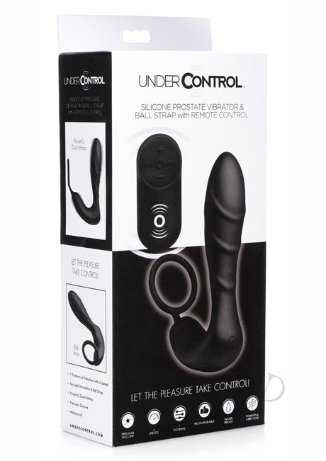 Under Control Rechargeable Silicone Prostate Vibrator and Cock Strap with Remote Control