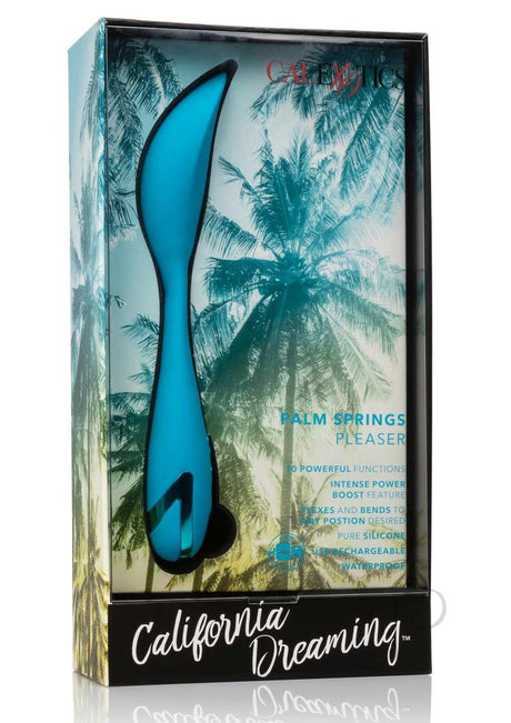 California Dreaming Palm Springs Pleaser Rechargeable Silicone Contoured Vibrator - Blue