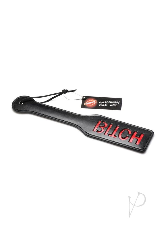 Frisky Imprint Spanking Paddle- Bitch - Black