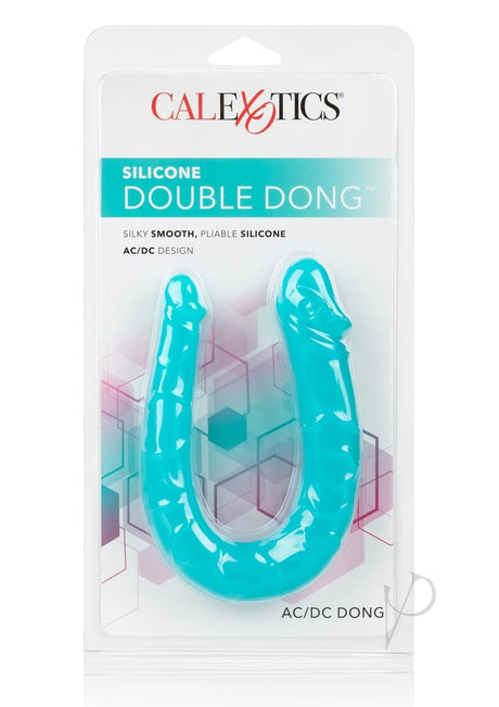 Silicone Double Dong AC/DC Dong Dual Penetration Non Vibrating Silicone Double Dong - Teal