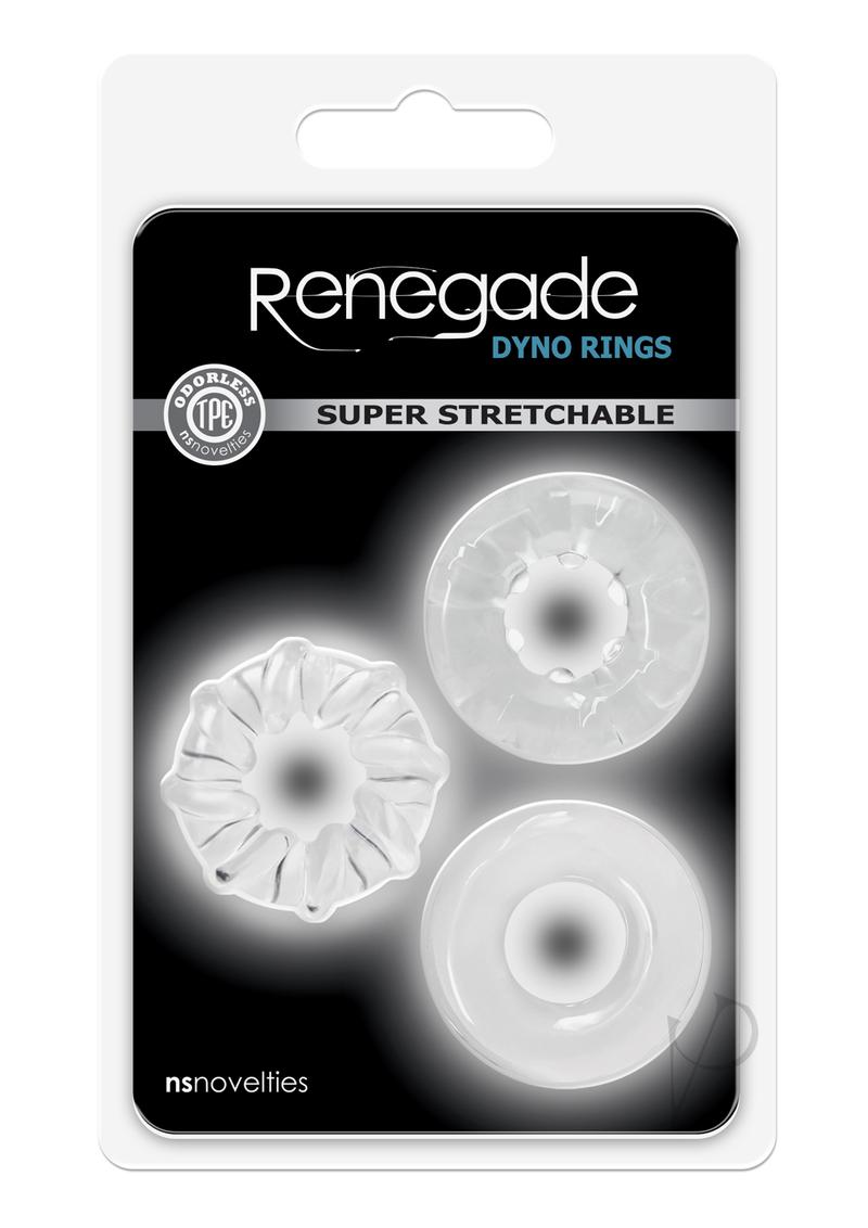 Renegade Dyno Rings Super Stretchable Cock Rings (Set of 3) - Clear