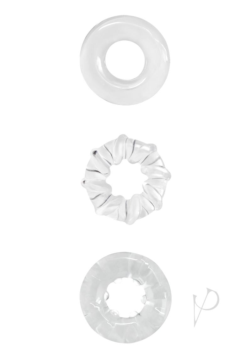 Renegade Dyno Rings Super Stretchable Cock Rings (Set of 3) - Clear