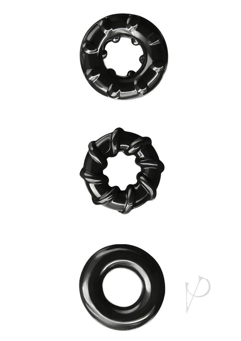 Renegade Dyno Rings Super Stretchable Cock Rings (Set of 3) - Black