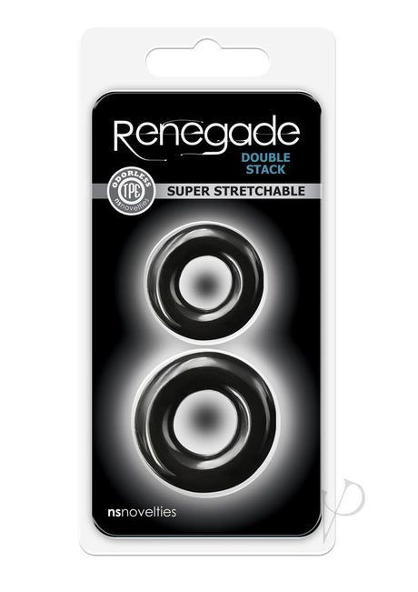 Renegade Double Stack Super Stretchable Cock Rings (Set of 2) - Black