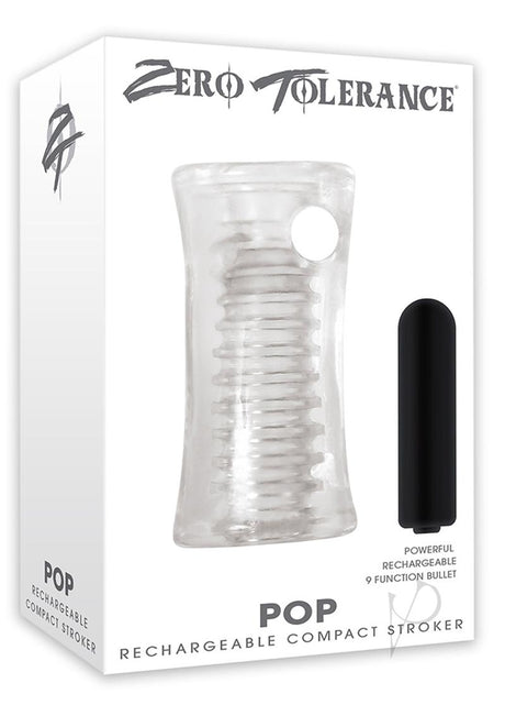 Zero Tolerance Pop Compact Textured Stroker with Rechargeable Bullet and DVD Download - Clear and Black