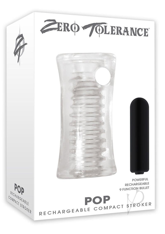 Zero Tolerance Pop Compact Textured Stroker with Rechargeable Bullet and DVD Download - Clear and Black