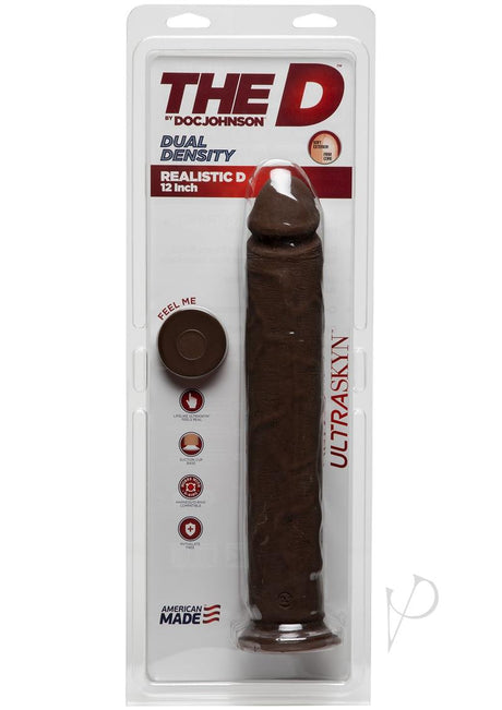 The D Realistic D Ultraskyn Dildo 12in - Chocolate