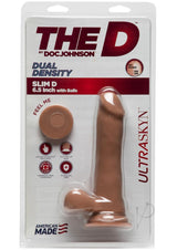 The D Slim D Ultraskyn Dildo with Balls 6.5in - Caramel