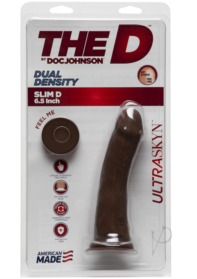 The D Slim D Ultraskyn Dildo 6in - Chocolate
