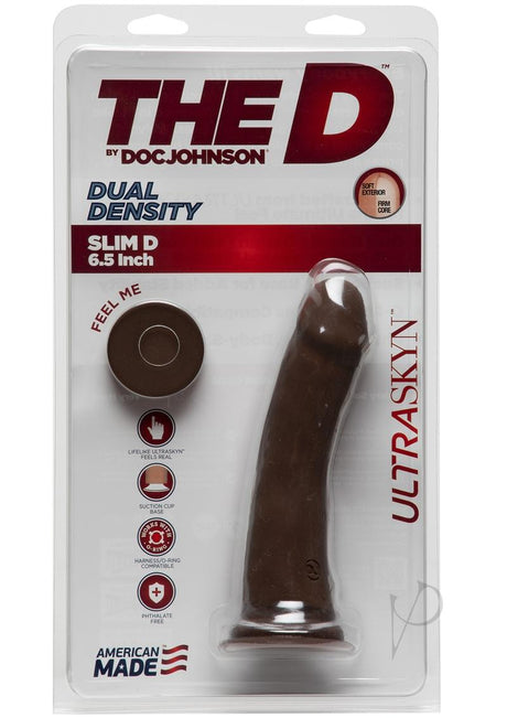 The D Slim D Ultraskyn Dildo 6in - Chocolate
