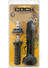 Boneyard Silicone Tool Kit Dildo with Balls 10in with Attachments (3 per set) - Black