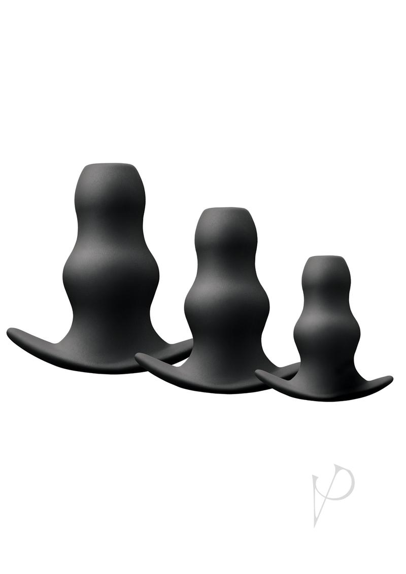 Renegade Peekers Trainer Silicone Hollow Butt Plugs Kit (3 Per Set) - Black