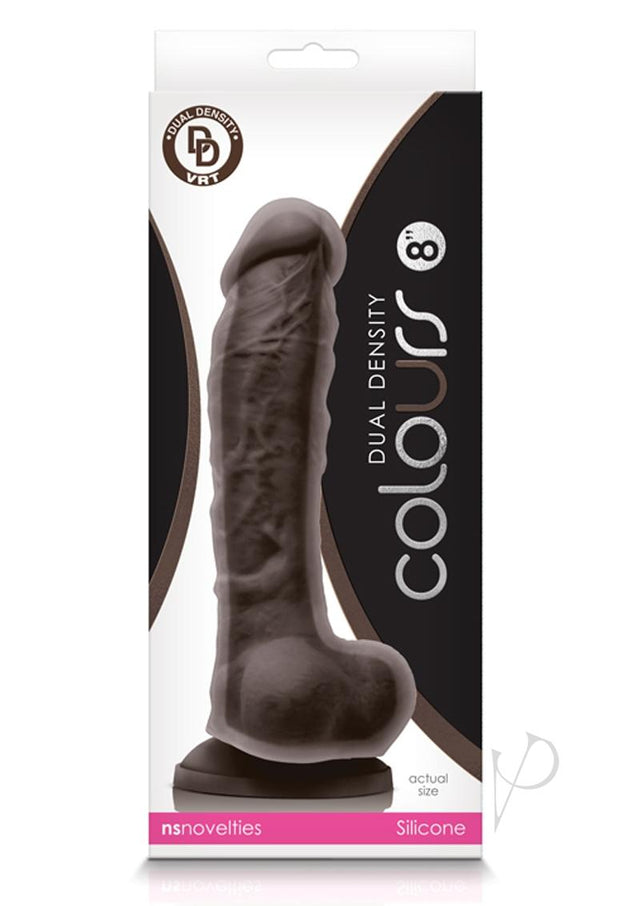 Colours Dual Density Silicone Dildo 8in - Chocolate