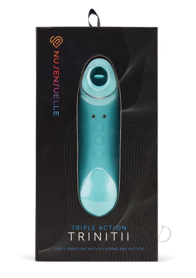 Nu Sensuelle Trinitii Triple Action Rechargeable Silicone Vibrator - Electric Blue