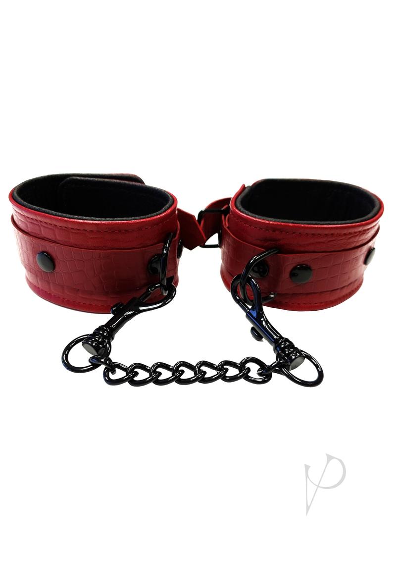 Rouge Anaconda Adjustable Wrist Cuffs - Burgundy