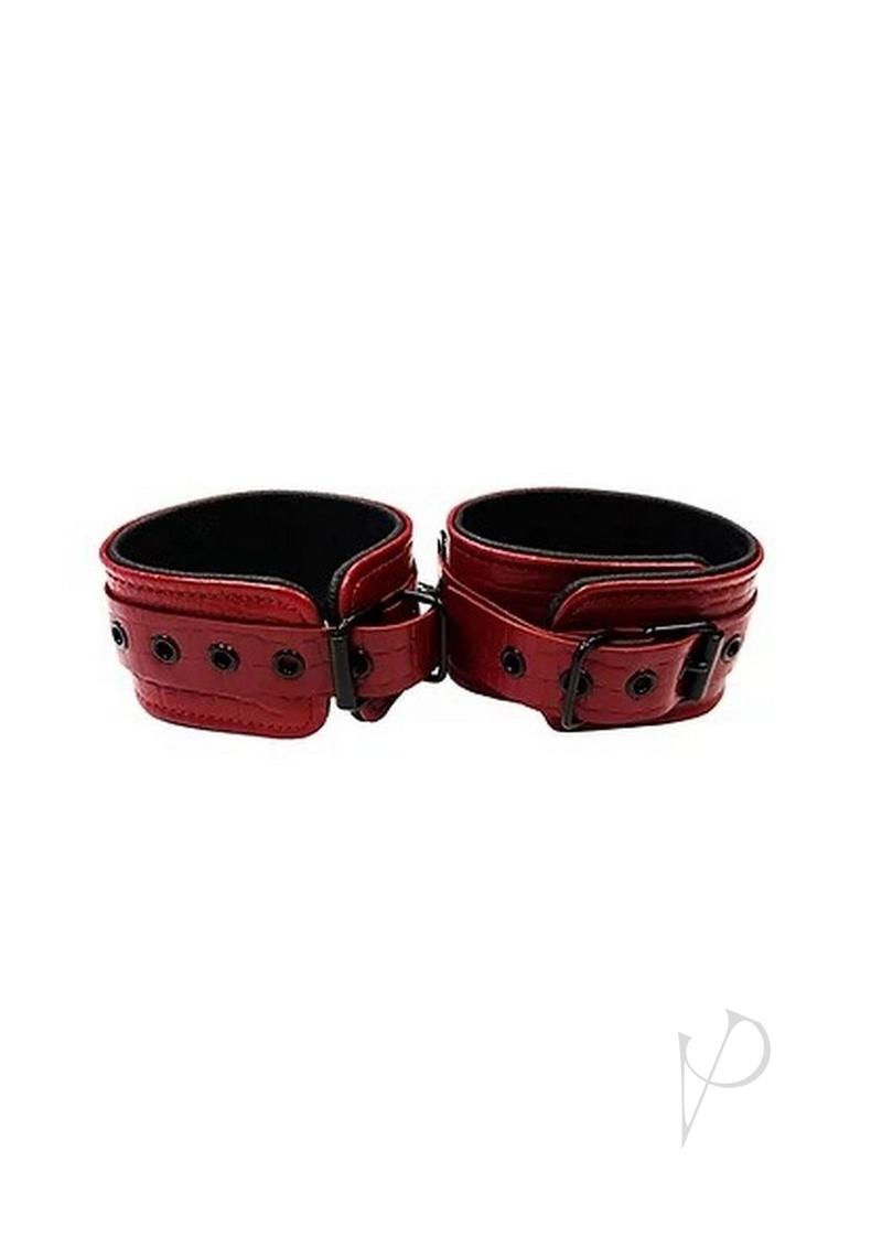 Rouge Anaconda Adjustable Wrist Cuffs - Burgundy