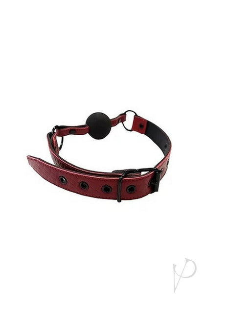 Rouge Anaconda Leather Adjustable Ball Gag - Burgundy And Black