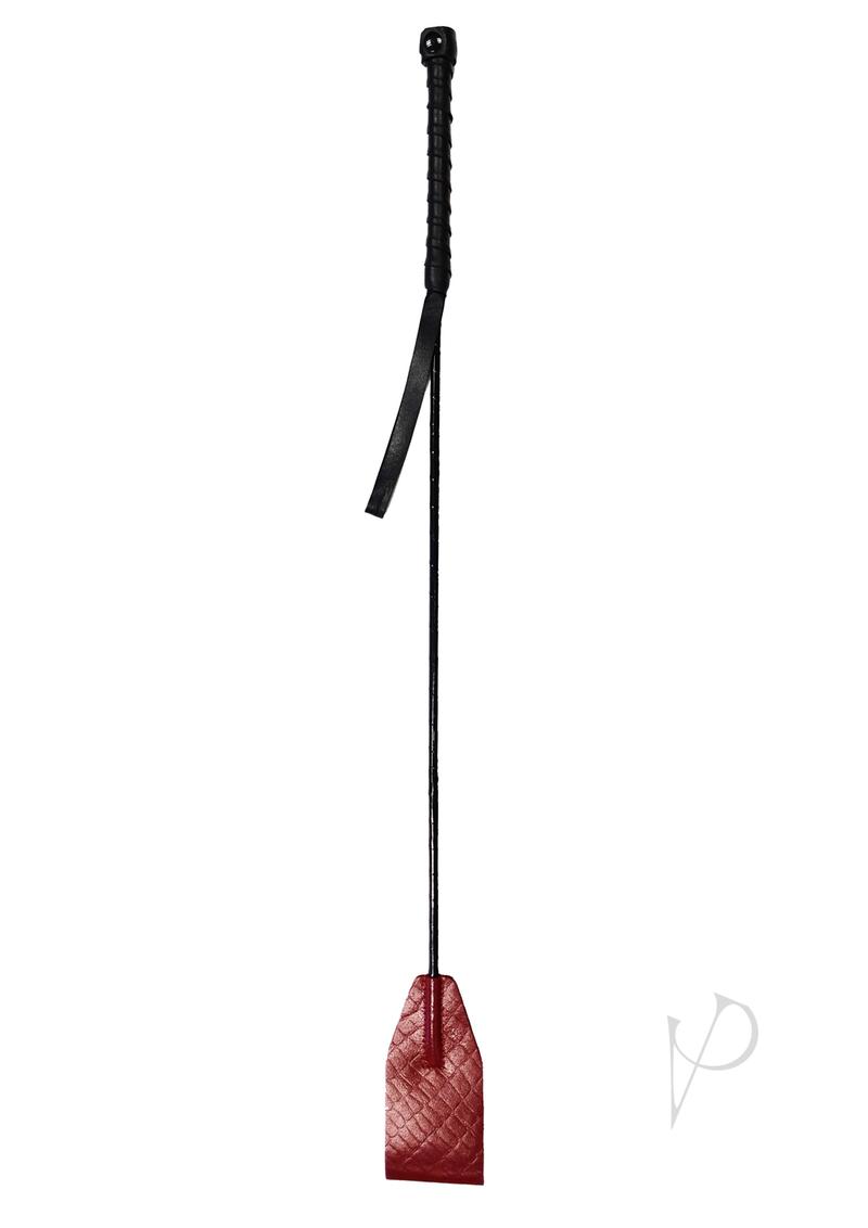 Rouge Fifty Times Hotter Anaconda Leather Riding Crop - Burgundy and Black