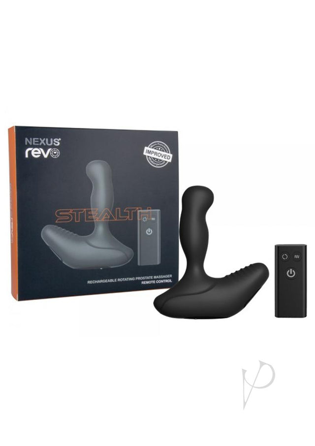 Nexus Revo Stealth Rechargeable Silicone Rotating Prostate Massager with Remote Control - Black