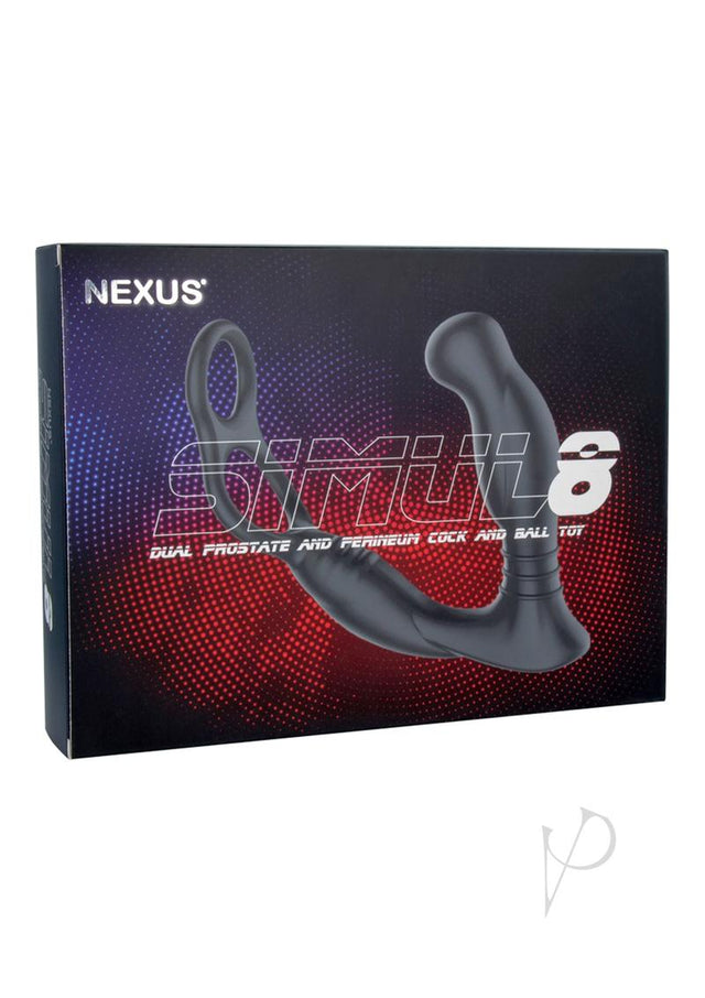 Nexus Simul8 Prostate Edition Rechargeable Silicone Vibrating Dual Motor Anal Cock And Ball Toy - Black