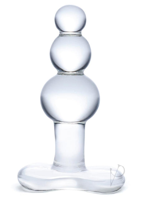 Glas Beaded Glass Butt Plug with Tapered Base - Clear