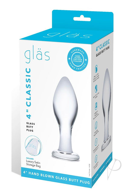 Glas Classic Glass Butt Plug 4in - Clear