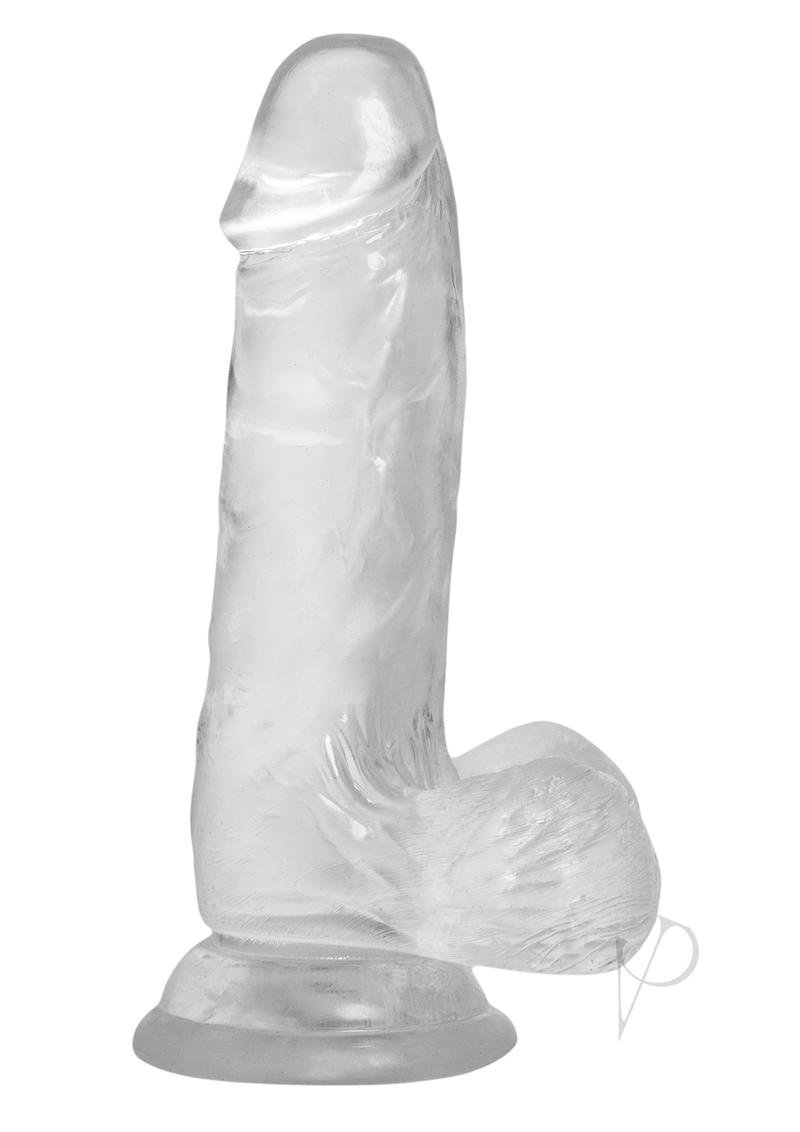 Crystal Addiction Dildo with Balls 6in - Clear