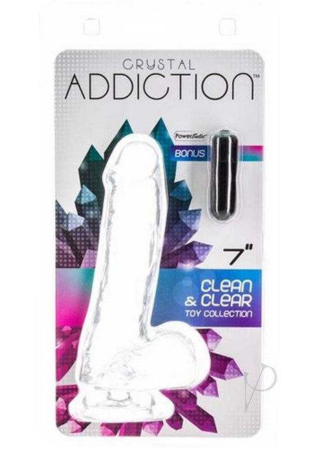 Crystal Addiction Dildo with Balls 7in - Clear