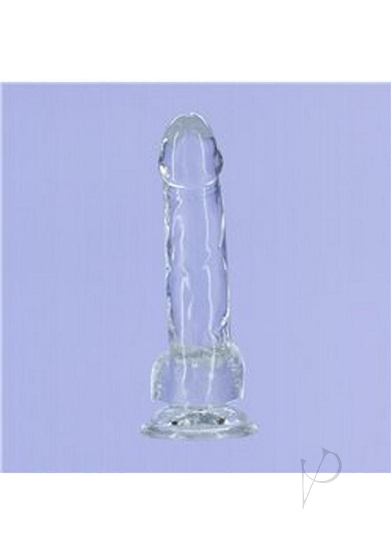 Crystal Addiction Dildo with Balls 7in - Clear