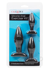 Silicone Anal Exerciser Anal Plug Set (3 Per Set) - Black