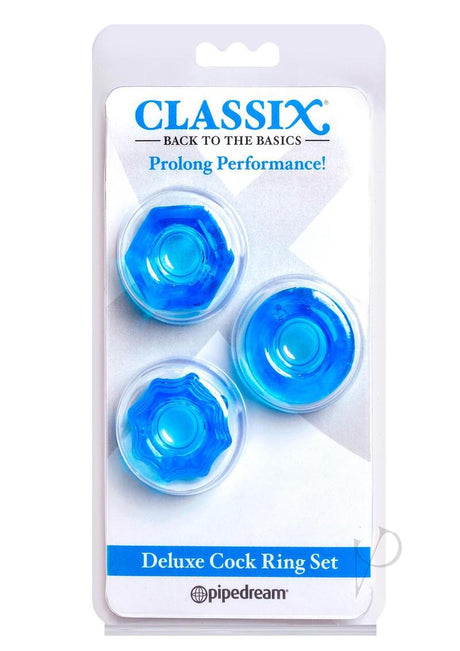 Classix Deluxe Cock Ring Set (2 piece kit) - Blue