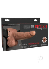 Fetish Fantasy Hollow Rechargeable Strap-On with Balls 6in - Caramel