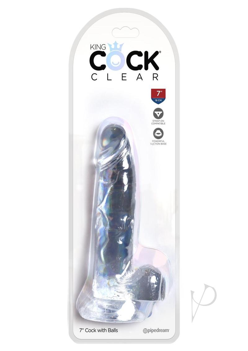 King Cock Clear Dildo with Balls 7in - Clear