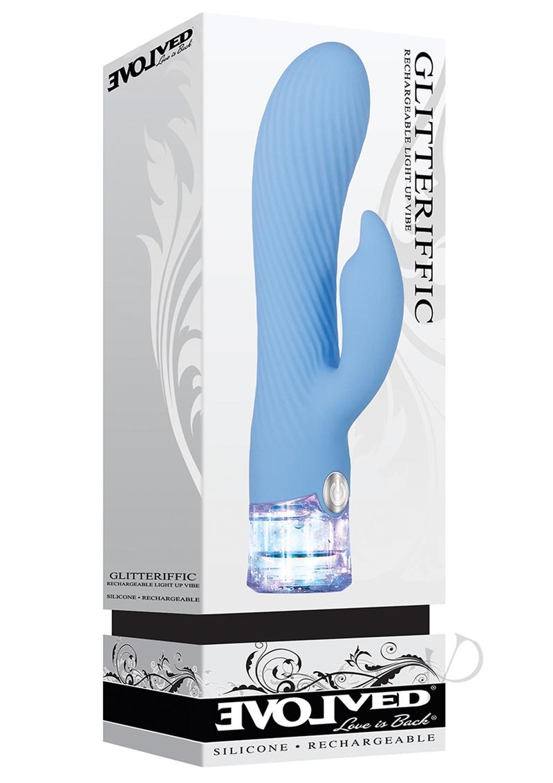 Glitteriffic Rechargeable Silicone Light-Up Vibrator - Aqua